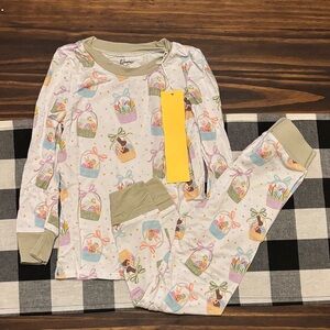 Bamboo Easter basket Pajama pants set long sleeve 5 6 new